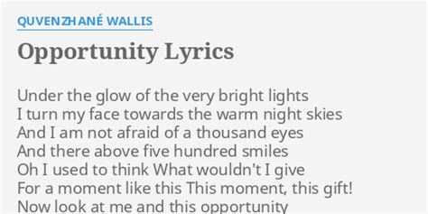 lyrics to opportunity|opportunity song lyrics.